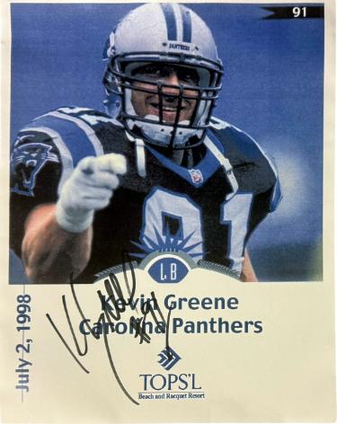 Kevin Greene signed Carolina Panthers 8.5x11 Photo- COA (On Paper/Beach Resort)