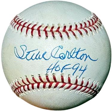 Steve Carlton signed Official Rawlings Major League Baseball HOF 94 toned- COA (Philadelphia Phillies)