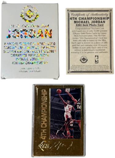 Michael Jordan 1996 Upper Deck 22KT Gold 4th NBA Championship Card /10,000 (Chicago Bulls/GOAT/HOF)