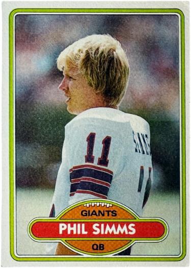 Phil Simms 1980 Topps Rookie Card (RC) #225 (New York Giants/2X SB Champs/MVP)