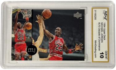 Michael Jordan 1994 Upper Deck Decade Of Dominance Card #J10- Mint Graded 10 Gem Mint (Chicago Bulls/GOAT/HOF)