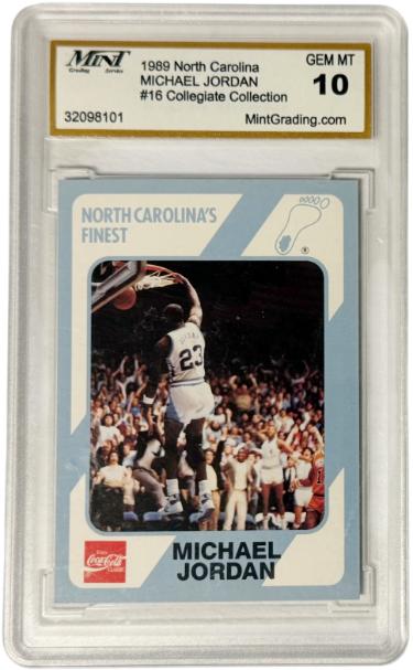 Michael Jordan 1989 North Carolina Collegiate Collection Card #16- Mint Graded 10 Gem Mint