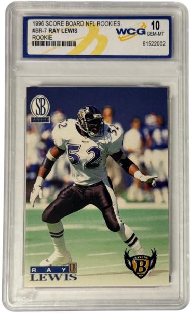 Ray Lewis 1996 Score Board NFL Rookies Card #BR-7- WCG Graded 10 Gem Mint (Baltiomore Ravens/HOF)
