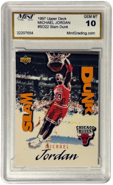 Michael Jordan 1997-98 Upper Deck Slam Dunk Card #SD22- Mint Graded 10 Gem Mint (Chicago Bulls/GOAT/HOF)
