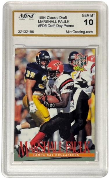 Marshall Faulk 1994 Classic NFL Draft Day Prototype Card #FD5- Mint Graded 10 Gem Mint (San Diego State/Tampa Bay Buccaneers)