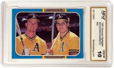 Mark McGwire/Jose Canseco 1987 Donruss Highlights Card #40- Mint Graded 10 Gem Mint (Oakland A's)