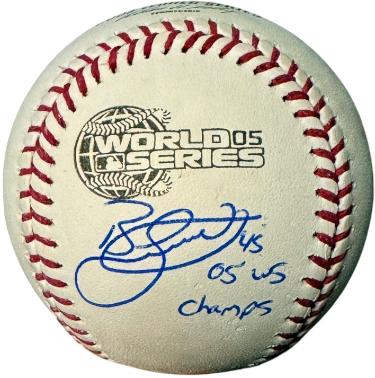 Bobby Jenks signed Rawlings Official 2005 World Series Logo Baseball Champs- Schwartz Sports Hologram (Chicago White Sox)