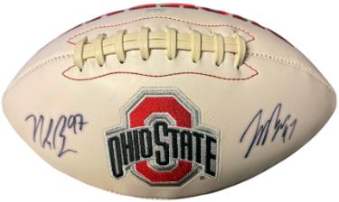 Joey Bosa & Nick Bosa dual signed Ohio State Buckeyes Rawlings NCAA Logo Football- JSA Witnessed