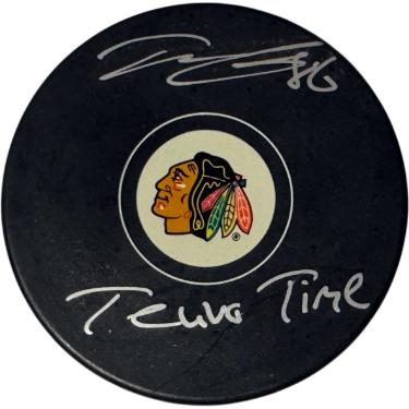 Teuvo Teravainen signed NHL Chicago Blackhawks Logo Hockey Puck #86 Teuvo Time- Player Holo