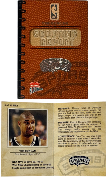 Tim Duncan 2003-04 Fleer Platinum Scouting Report Booklet /400 (San Antonio Spurs/HOF)