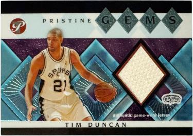 Tim Duncan 2003-04 Topps Pristine Gems Game Worn Jersey Card #GEM-TD (San Antonio Spurs/HOF)