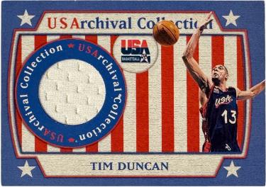 Tim Duncan 2000-01 Topps US Archival Collection USA Jersey Card #USAR7 (San Antonio Spurs/HOF)