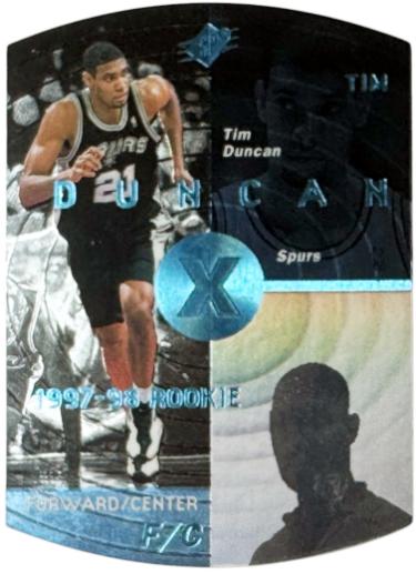 Tim Duncan 1997-98 SPX Blue Die-Cut Rookie Card #37 RC (San Antonio Spurs/HOF)
