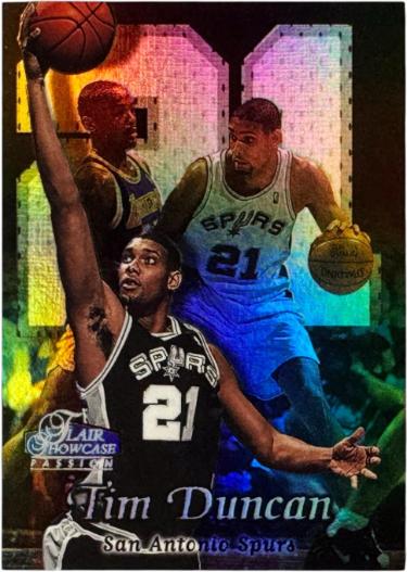 Tim Duncan 1998-99 Flair Showcase Passion Card Row 2 #3 (San Antonio Spurs/HOF)