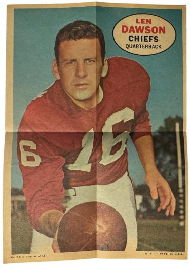 Len Dawson 1968 Topps NFL Football Posters Inserts Set-Break #15 NM/OC (Kansas City Chiefs/HOF)
