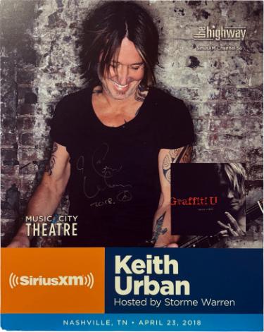 Keith Urban signed 2018 Graffiti U 22x28 Poster SiriusXM Music City Theatre imperfect- COA (VERY RARE)