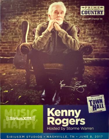 Kenny Rogers signed 2017 Prime Country 22x28 Poster SiriusXM Music City Theatre imperfect- COA (VERY RARE)