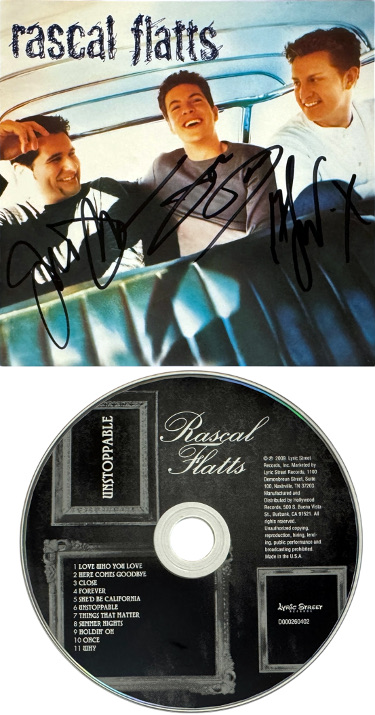 Rascal Flatts Band signed 2000 Lyric St Records�Debut Album Cover/CD/Case - 3 Sigs-NEW-COA Levox/Rooney/DeMarcus (Country/Pop)
