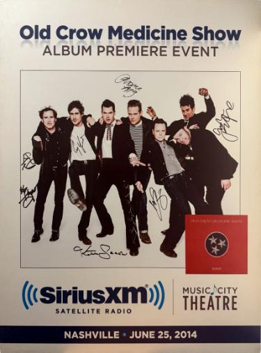 Old Crow Medicine Show signed 2014 Remedy Album Premiere Event 22"x28" Poster SiriusXM Music City Theatre imperfect- 7 SIGS- COA