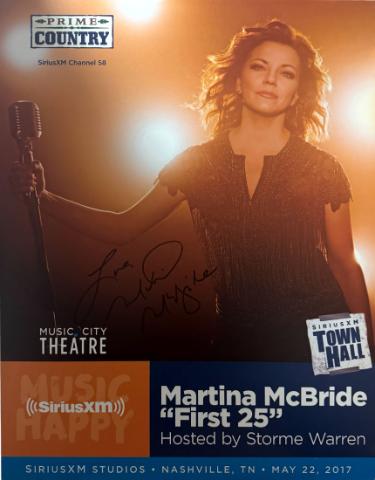 Martina McBride signed 2017 "First 25" Prime Country 22"x28" Poster SiriusXM Hall Studios imperfect- COA