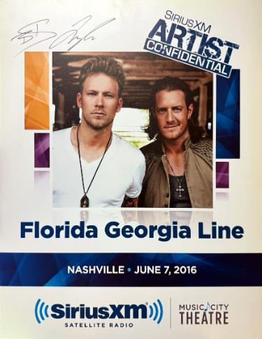Florida Georgia Line signed 2016 SiriusXM Artist Confidential 22"x28" Poster imperfect SiriusXM Music City Theatre- COA (Tyler Hubbard/Brian Kelley)