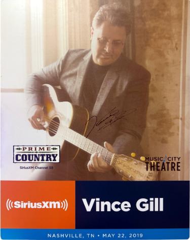 Vince Gill signed 2019 Prime Country 22x28 Poster SiriusXM Music City Theatre imperfect- COA