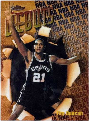Tim Duncan 1997-98 Topps Finest Debuts Bronze Rookie Card (RC) #101 (San Antonio Spurs/HOF)