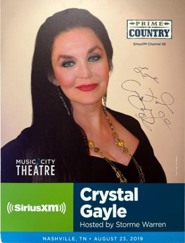 Crystal Gayle signed 2019 Prime Country 22"x28" Poster imperfect SiriusXM Music City Theatre- COA
