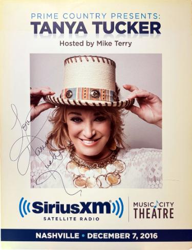 Tanya Tucker signed 2016 Prime Country Presents 22"x28" Poster imperfect SiriusXM Music City Theatre- COA
