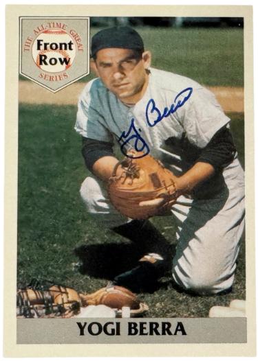 Yogi Berra signed 1992 Front Row All Time Great Series On Card Auto- COA/Yankees