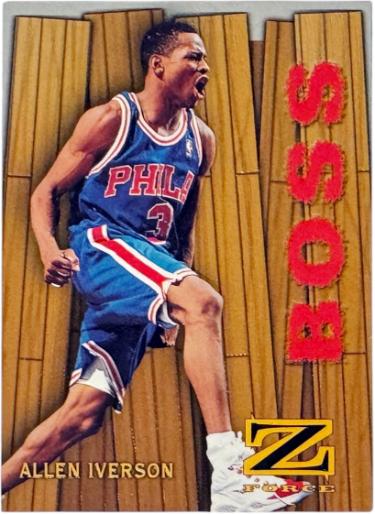 Allen Iverson 1997-98 Skybox Z-Force Boss Insert Card #8B (Philadelphia 76ers/HOF)