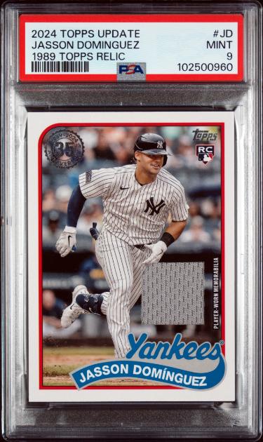 Jasson Dominguez 2024 Topps Update Series 89 Baseball Relic Card #89RU-JD- PSA Graded 9 Mint (New York Yankees)