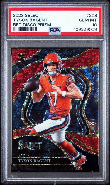 Tyson Bagent 2023 Select Club Level Red Disco Prizm Rookie Card #208 /49- PSA Graded 10 Gem Mint (Chicago Bears)