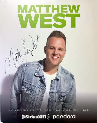 Matthew West signed 2020 22"x28" Poster Pandora-SiriusXM Music City Theatre imperfect- COA