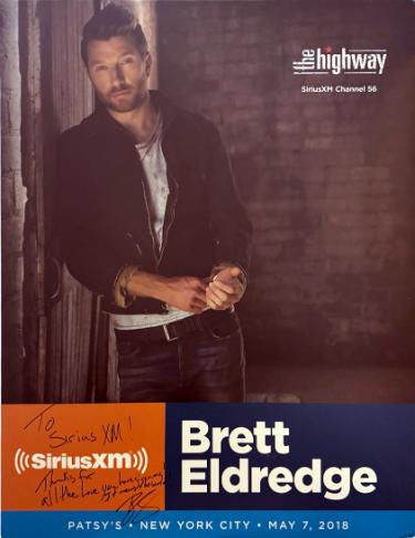 Brett Eldredge signed 2018 The Highway 22"x28" Poster SiriusXM Music City Theatre imperfect- COA