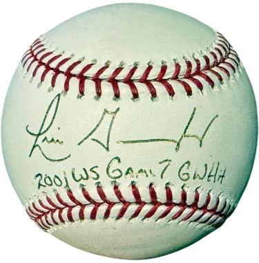 Luis Gonzalez signed Rawlings Official Major League Baseball 2001 WS Game 7 GW Hit- Beckett Hologram (Arizona Diamondbacks)