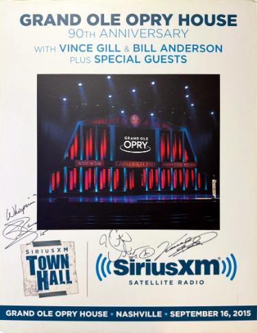 Keith Urban/Bill Anderson/Vince Gill signed 2015 Grand Ole Opry House 90th Anniversary 22"x28" Poster imperfect SiriusXM Town Hall- COA