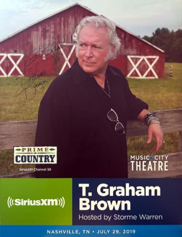 T. Graham Brown signed 2019 Prime Country 22x28 Poster imperfect SiriusXM Prime Music City Theatre- COA