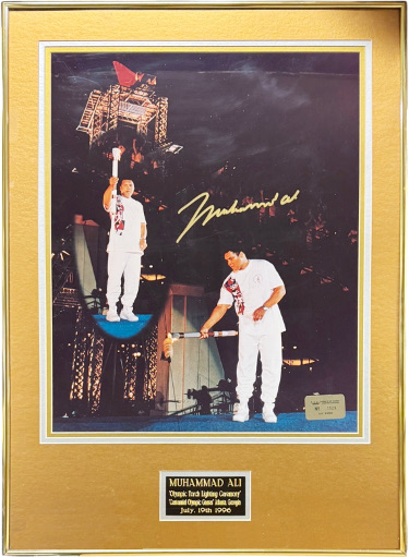 Muhammad Ali signed 1996 Olympic Torch 16x20 Photo /1996 Custom Framing- GRAD Collection/COA/VIDEO