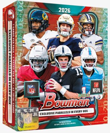 2026 Topps Bowman NFL Football Mega Box- 6PK/7CPP/42CPB - New/Factory Sealed