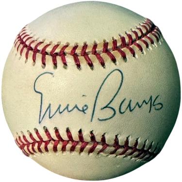 Ernie Banks signed Rawlings Official RONL National League Baseball Tone- COA (HOF/Chicago Cubs)