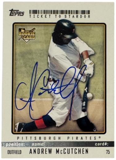 Andrew McCutchen signed 2009 Topps Ticket to Stardom On Card (RC) Auto #75 - COA (Pittsburgh Pirates)