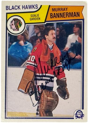 Murray Bannerman signed 1983-84 NHL O-Pee-Chee On Card Auto #97- COA (Chicago Blackhawks)