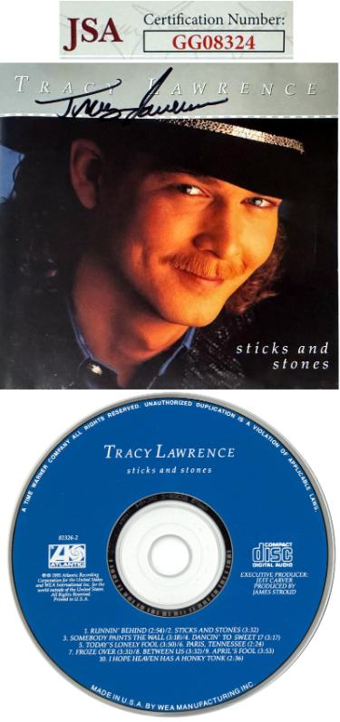 Tracy Lawrence signed 1991 Sticks and Stones Album Cover Booklet w/ CD & Case- JSA #GG08324