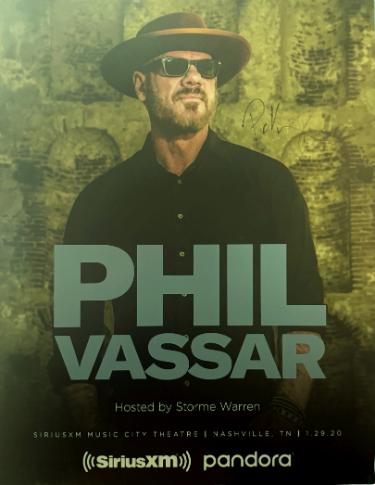 Phil Vassar signed 2020 22"x28" Poster SiriusXM Music City Theatre imperfect- COA