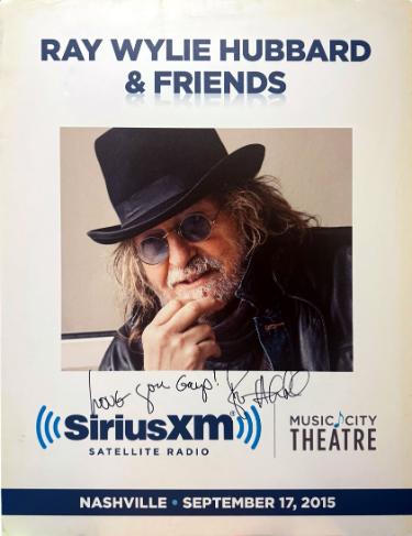 Ray Wylie Hubbard signed 2015 22"x28" Poster SiriusXM Music City Outlaw Country- COA