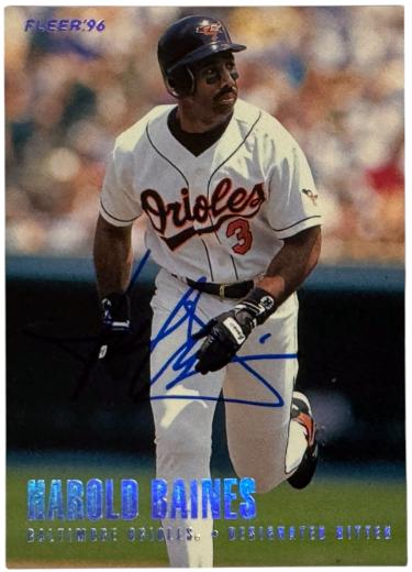 Harold Baines signed 1996 Fleer On Card Auto #3 - COA (Baltimore Orioles/HOF)