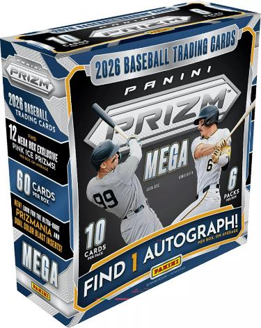 2026 Panini Prizm Baseball MLB Mega Box-6PK/10CPP/60CPB-New/Factory Sealed