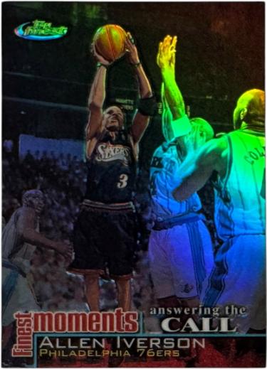 Allen Iverson 2000-01 Topps Finest Moments Answering Call REFRACTOR Card #FM-AI (Philadelphia 76ers/HOF)
