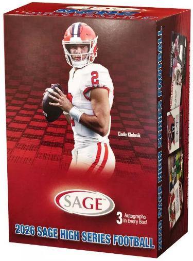 2026 SAGE High Series Football Cards Blaster Box- 5PK/12CPP/60CPB- 3 Autos - New